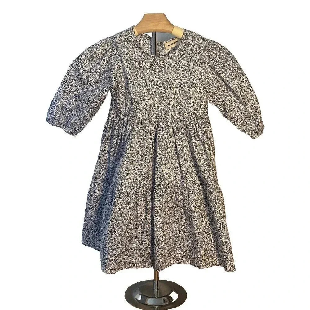 NWT Kidpik Girls Blue Floral Size 7 3/4 Sleeve Dress